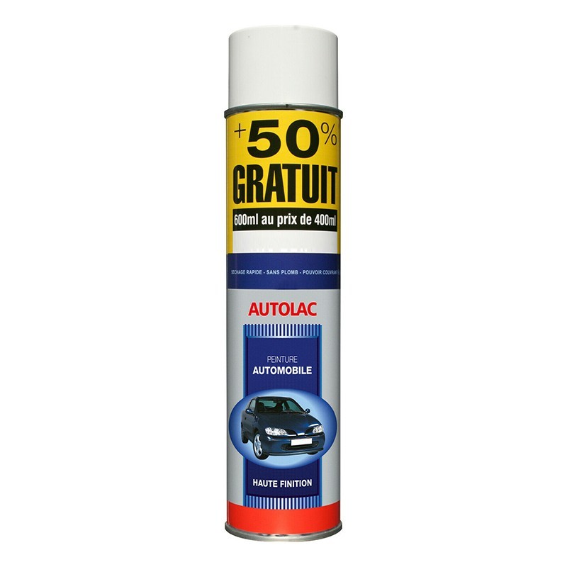 Peinture aérosol blanche brillante Autolac 600 ml (400 ml + 200 ml offert)