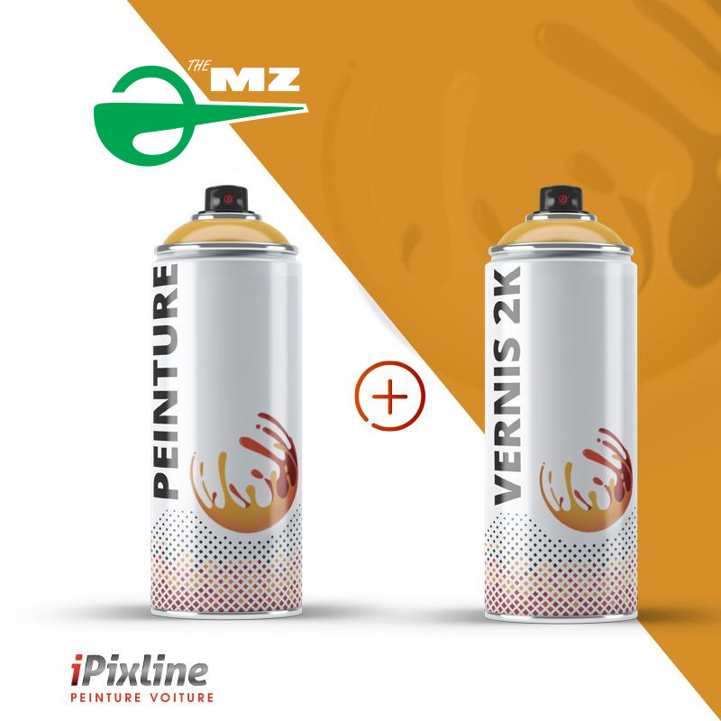 Bombe de peinture 400 ml + bombe de vernis 2K (bi-composant)